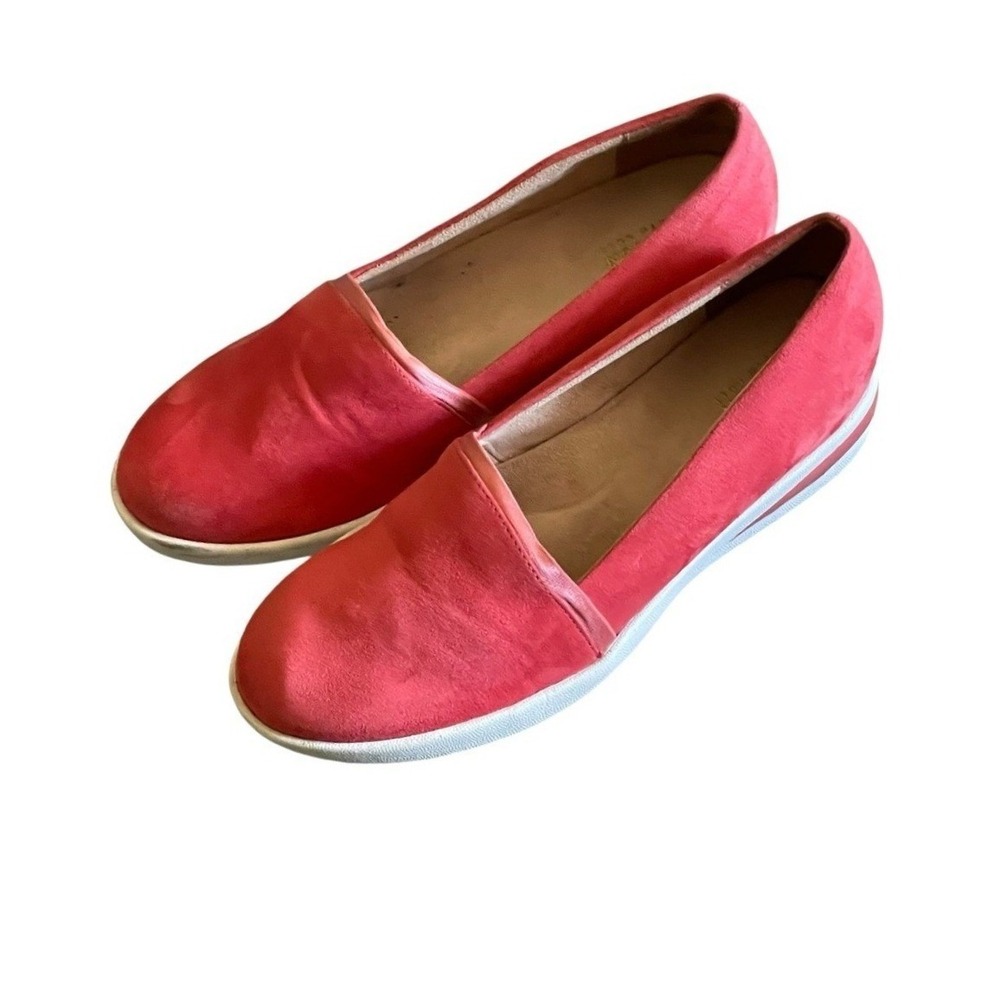 Kenneth Cole Reaction Women‎ Red Slip On Loafer Shoes Wedge Sole Textile Upper